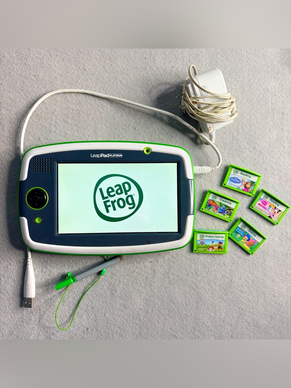 LeapFrog LeapPad Platinum Kids Learning Tablet W/Lot Of 5 Games Power Adaptor